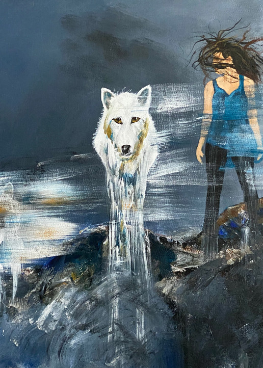 Girl with Wolves Art Print