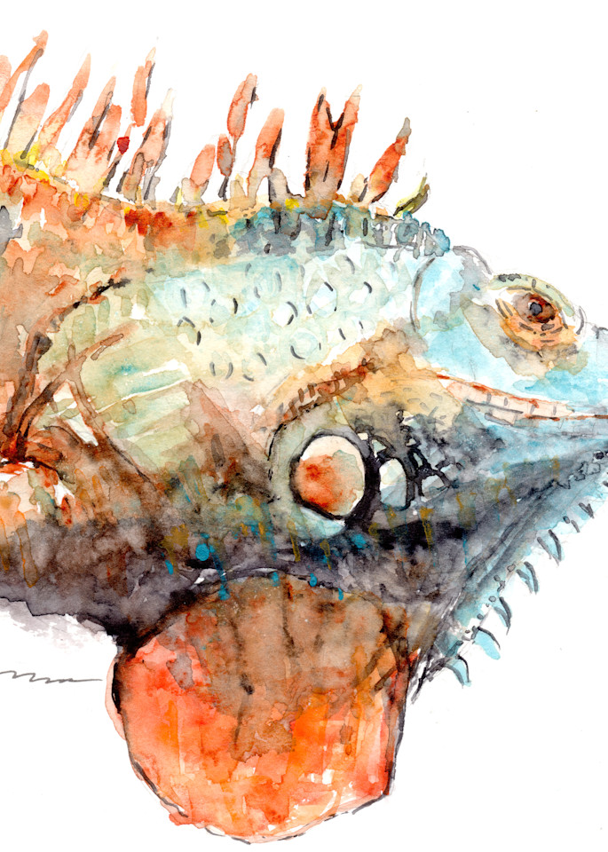 Iguana Head Printed Tote Bag | Claudia Hafner Watercolor