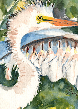 Great Egret Art | Claudia Hafner Watercolor