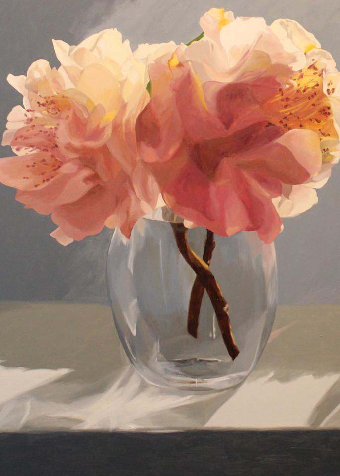 White Camellias In A Glass Art | Helen Vaughn Fine Art