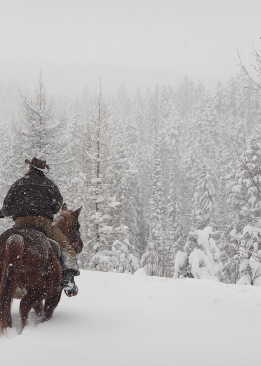 Horseback riding on public lands isn&#39;t just a summertime hobby. Near belly deep snow isn&#39;t enough to stop this rider from enjoying the snowy landscape on the Tally Lake Ranger District near Ashley Lake, Flathead National Forest, Montana. USD