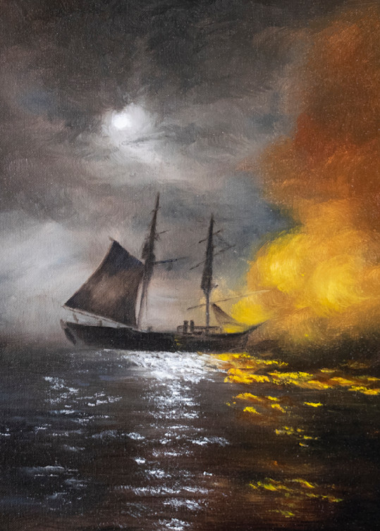 Ship On Fire Art | Mariya Tumanova ART