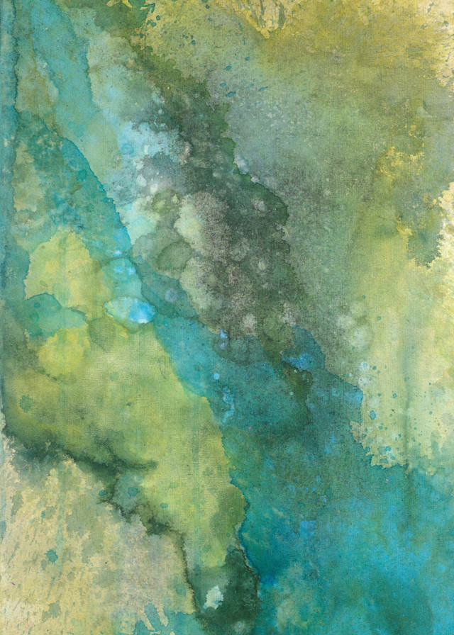 Green and Blue Fluid Abstract Art Print For Sale