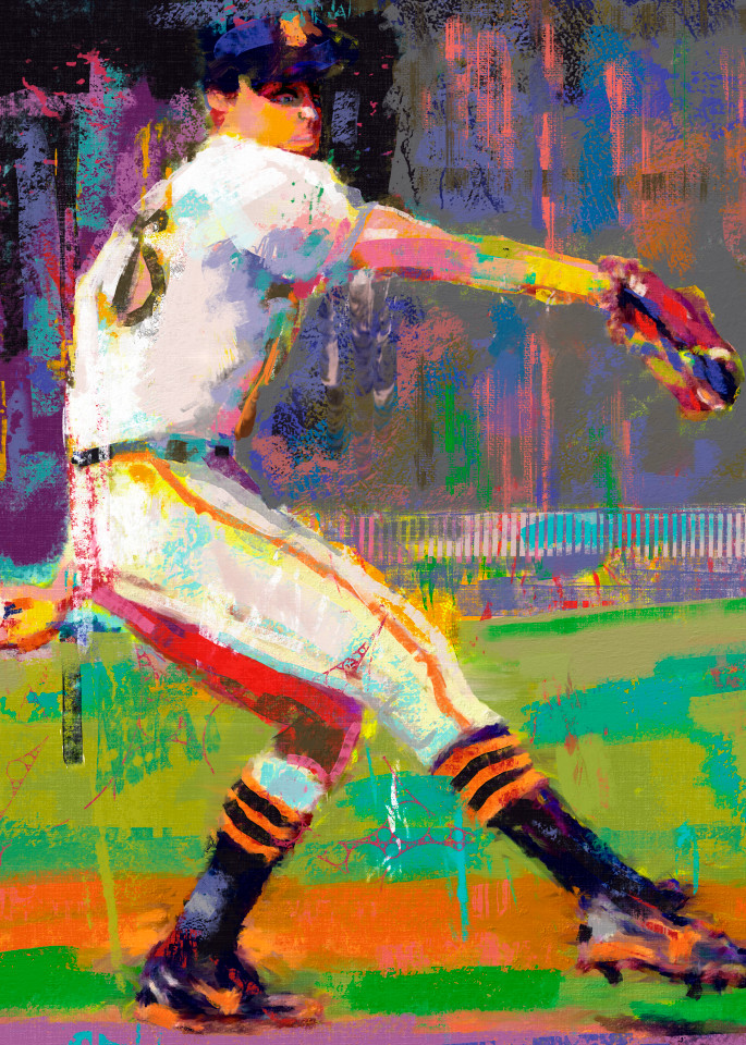 Baseball pitcher winds up painting | Sports Artist Mark Trubisky | Custom Sports Art