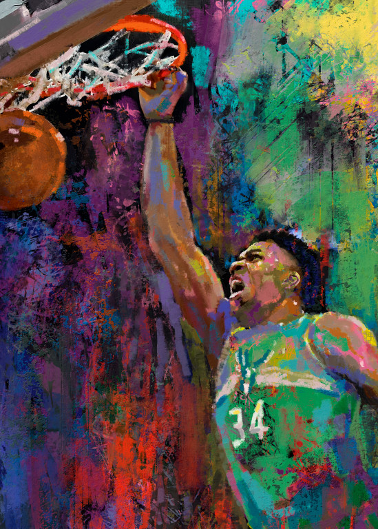Giannis Antetokounmpo  Painting | Sports artist Mark Trubisky | Custom Sports Art