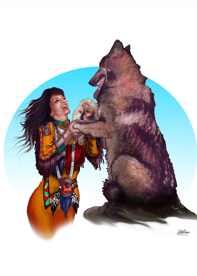 Dancing With A Wolf Art | New Age Illustrations