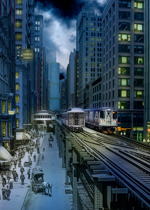 Wabash Avenue North From Adams At Night Art | Mark Hersch Photography