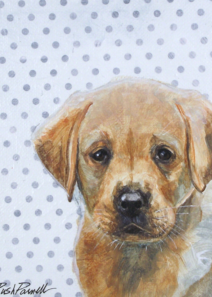 Yellow Lab Pup On Dots Art | Parnell Studios