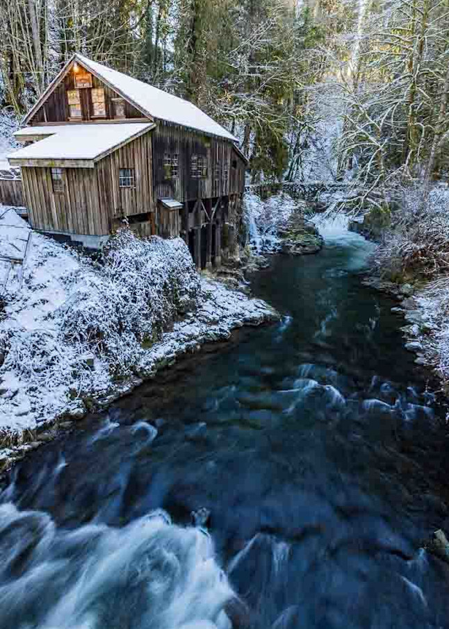 Cedar Creek Grist Mill Winter Photography Art | Vldn Taylor Photography