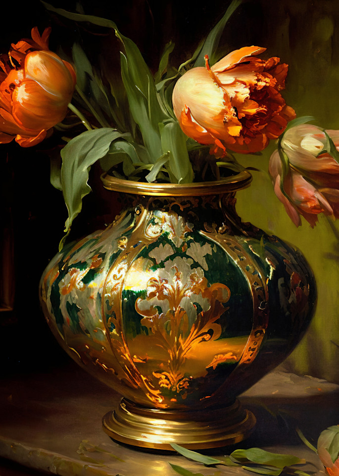 Orange Parrot Tulips Art | SkotoArt