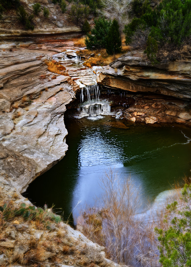Tranquil Frozen Waterfall in the Texas Panhandle