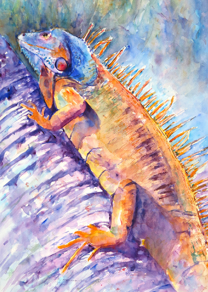 Iguana in Velvet Hues Watercolor Print | Claudia Hafner Watercolor