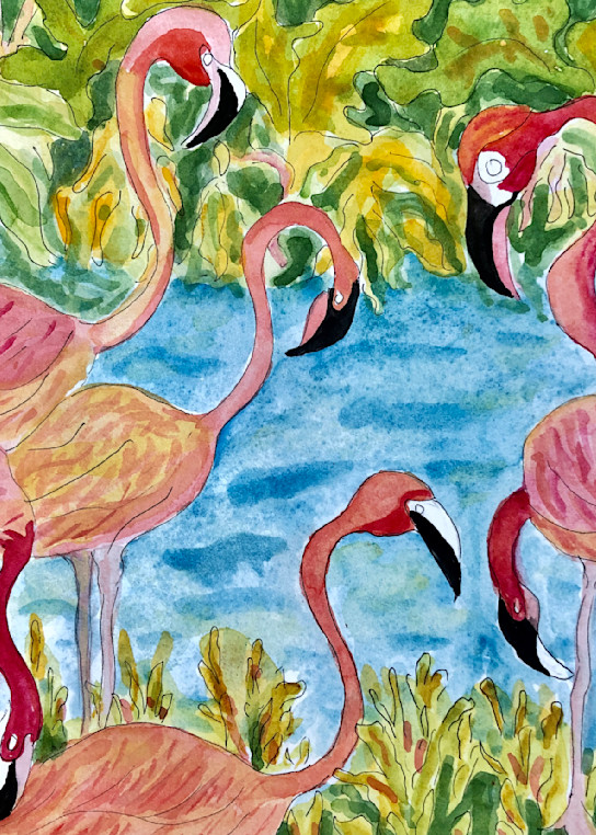 Colony Of Flamingos Art | Becki Thomas Art