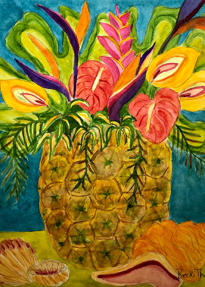 Pineapple Vase Art | Becki Thomas Art