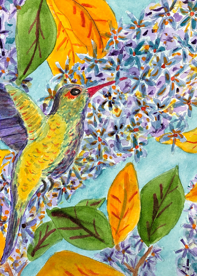 Hummingbirds Blue Art | Becki Thomas Art