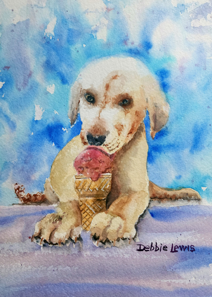 Doggies Like Ice Cream, Too! Art | Debbie Lewis Watercolors