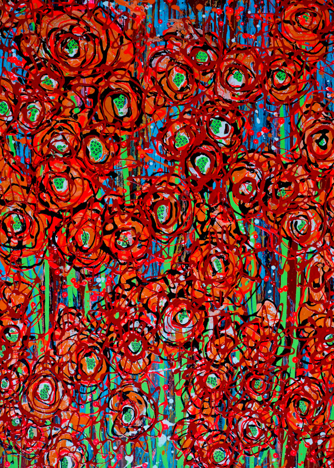 "Poppy" Drip Floral Art | Kev Von Holt Gallery