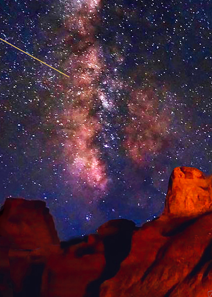 Goblin Valley Milky Way With Meteor Art | Lynn Pass Art