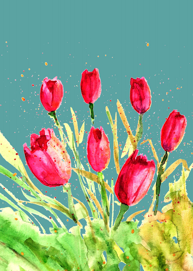 Tulips - teal 