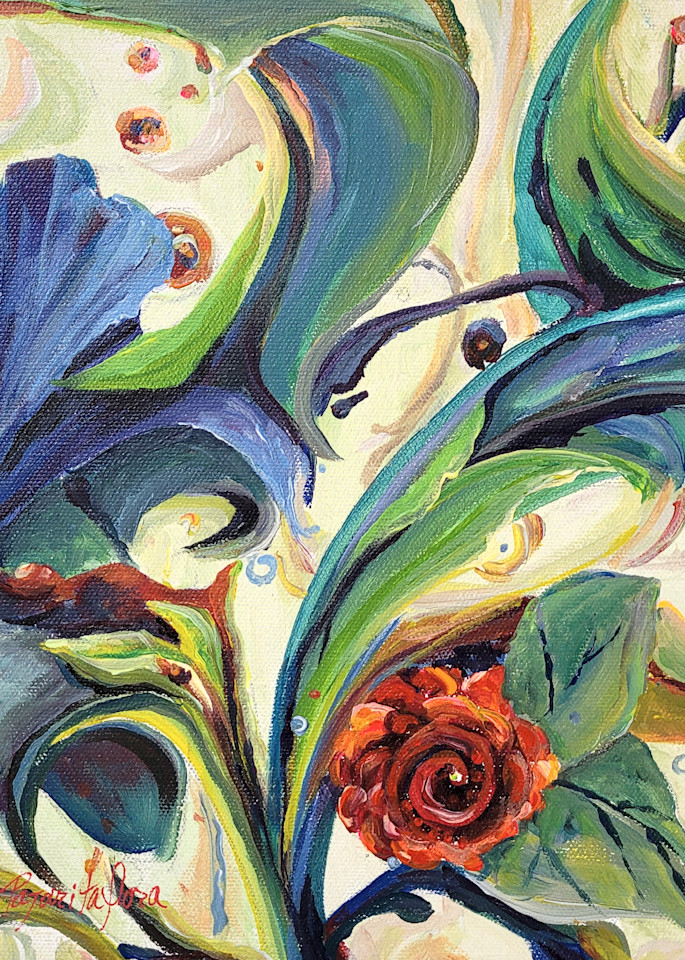 Abstract Floral Painting prints| many sizes| Flower, Leaves, Bud Design