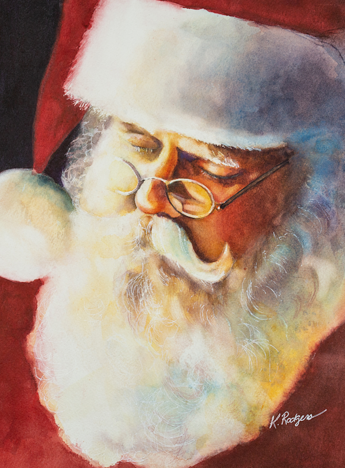 Sleeping Santa Greeting Card Art | Katherine Rodgers Fine Art