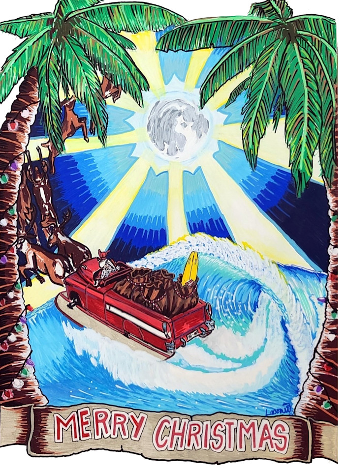 Surf Art Christmas Card