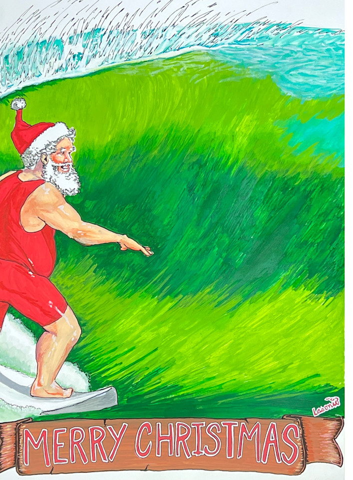 Santa Surfing Art | Lasonio Fine Art