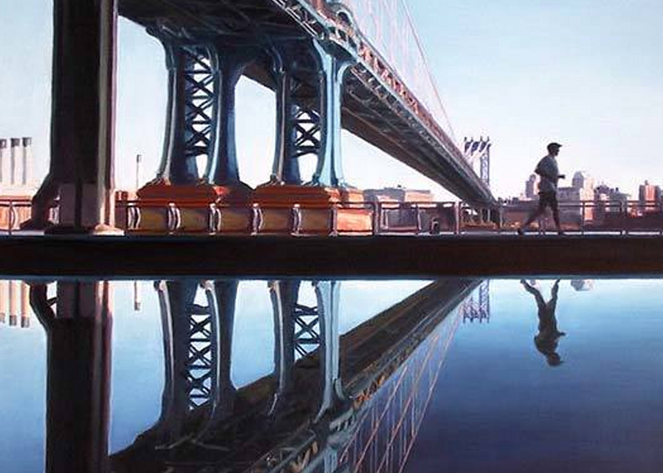 Jogger and Manhattan Bridge