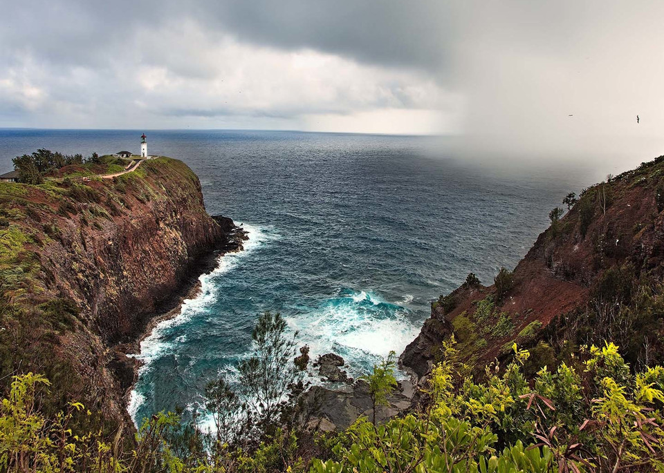 Storm approaches Kilauea Lighthouse and Wildlife Refuge | Kauai Fine Art Photography, Hawaii