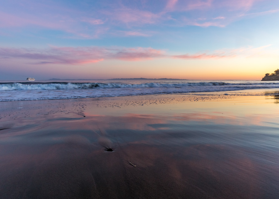 Pastel Sunset Reflection At Leadbetter Beach Photograph for Sale as Fine Art