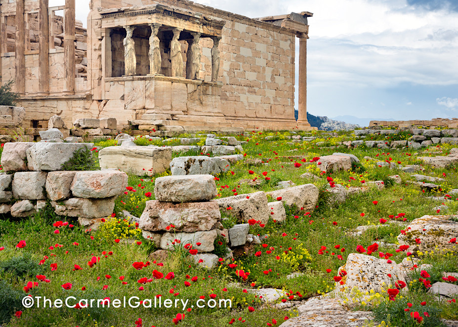 Caryatids And Poppies, Athens Art | The Carmel Gallery