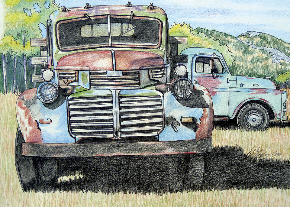 Overland Sheepskin Company Trucks El Prado New Mexico Art Fine Art New Mexico