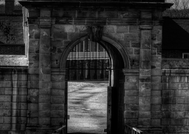 A Black and White Fine Art Photograph of the Fort Washington Entrance by Michael Pucciarelli