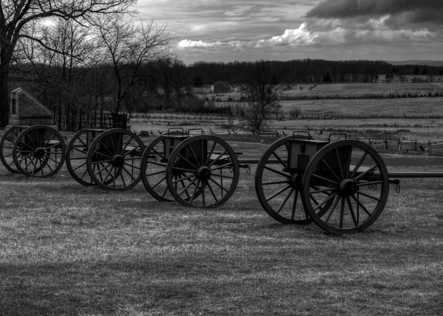 A Black and White Fine Art Photograph of Canons in Gettysburg by Michael Pucciarelli