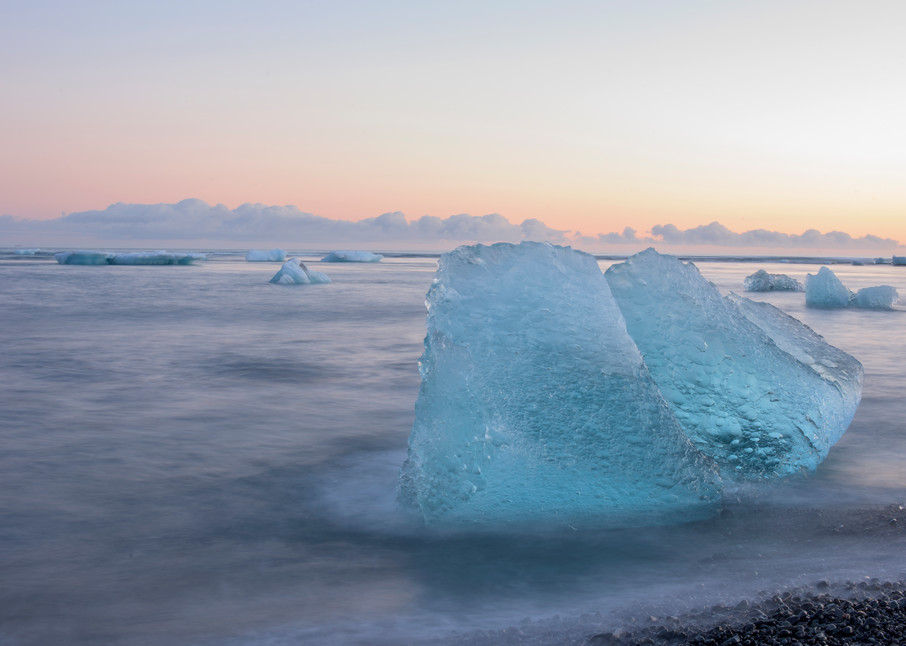 Aqua Ice, Jokulsarlon Iceberg Beach print by Brad Scott