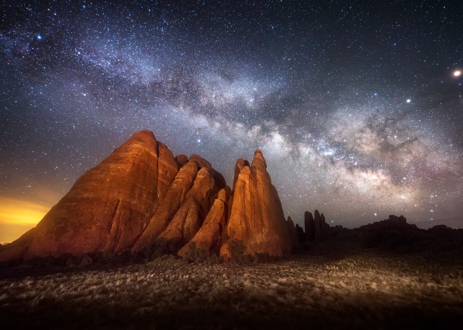 Night At The Fins, Milky Way above Sand Dune Arch in Arches National Park