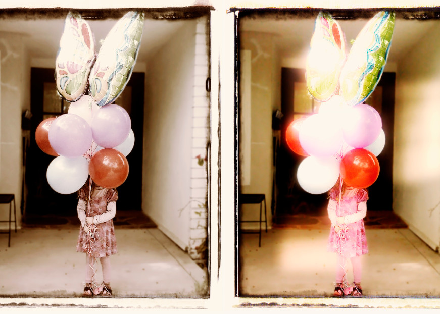 Photograph of Girl with Birthday Balloons