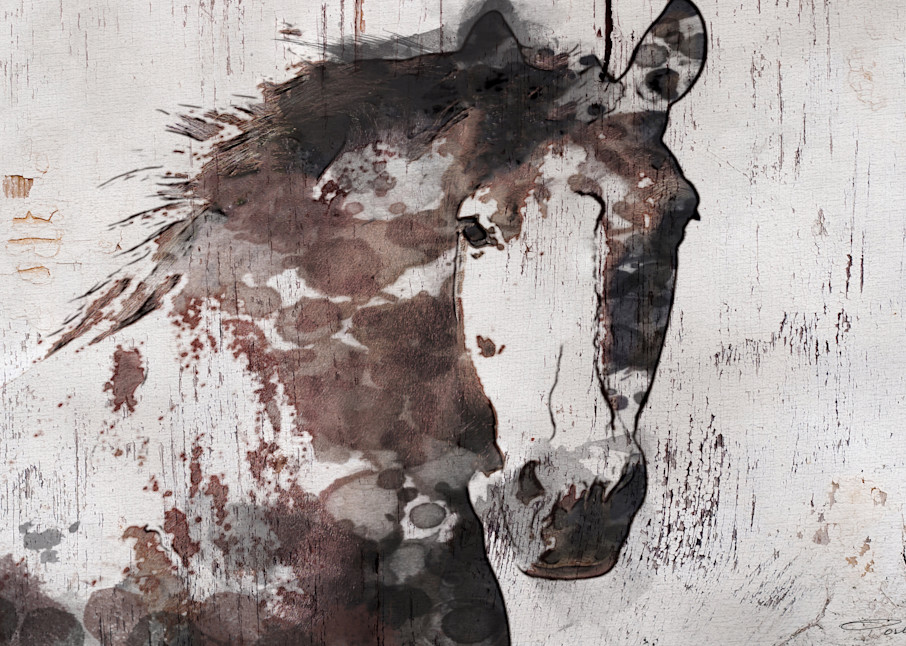 Gorgeous Horse. Large Brown Farmhouse Rustic Horse Art