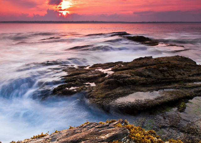 "Swirling" Rhode Island coast vertcal sunset seascape photography