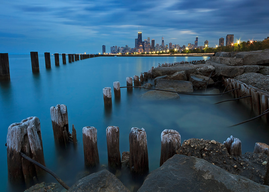 "Dusk on Chicago" Fine art Chicago city skyline and Lake Michigan photograph