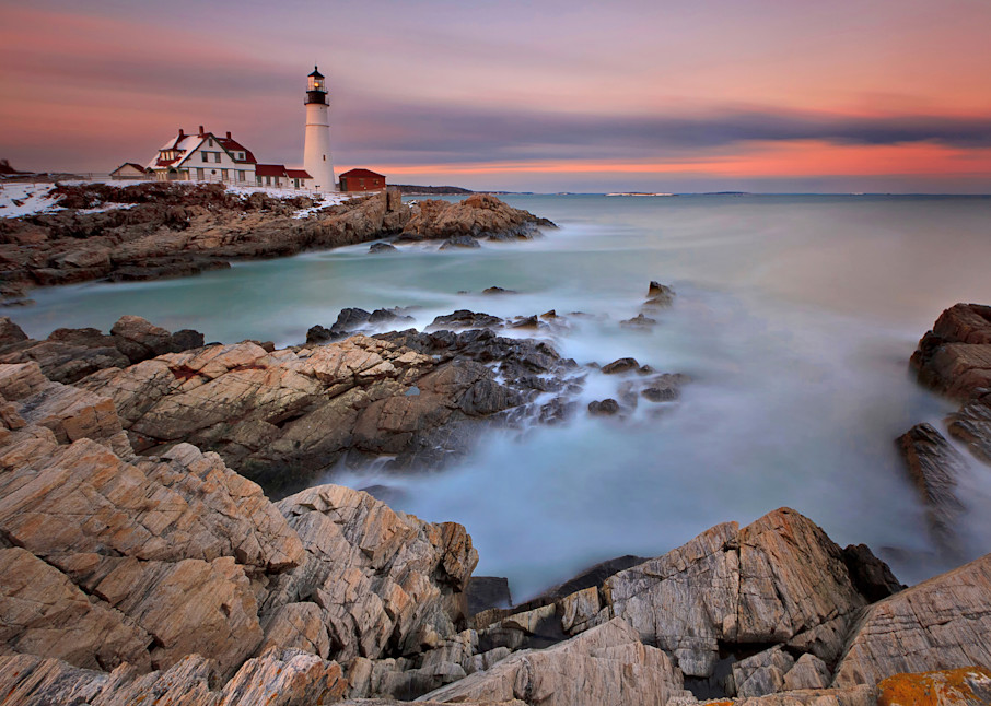 "Evening Rush" Fine art Maine lighthouse sunset photograph