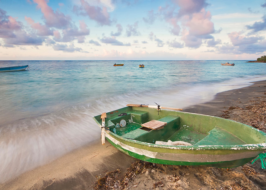 "Washed Ashore" Caribbean Fishing Boat Photograph
