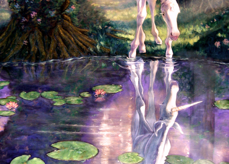 Pool of Potential, baby unicorn inspiring art print