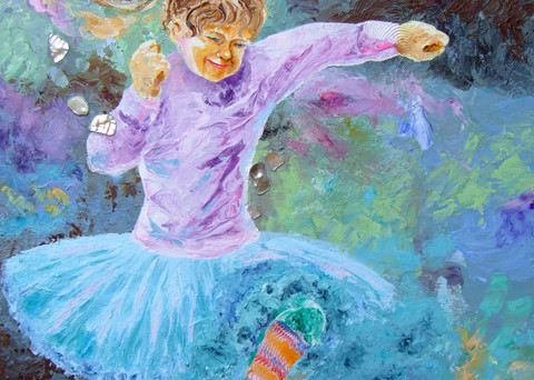 Semi-Abstract Art of Child Tap Dancer, Tapping Toes