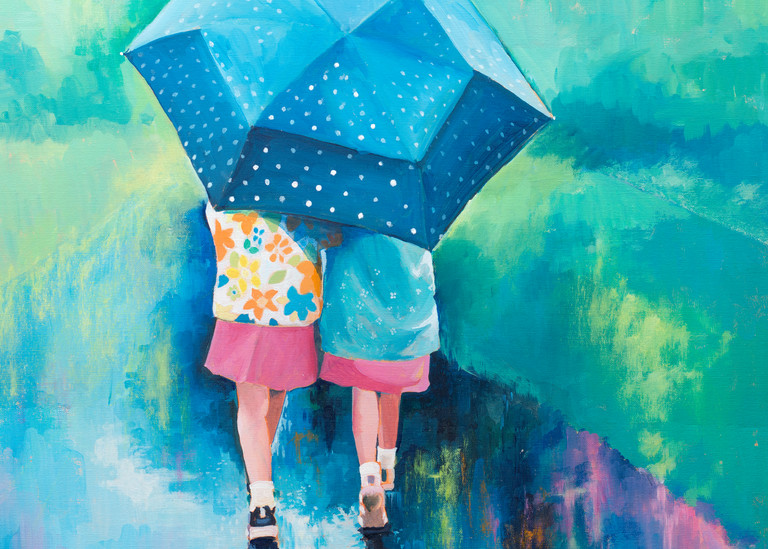  Art Print Children In The Rain