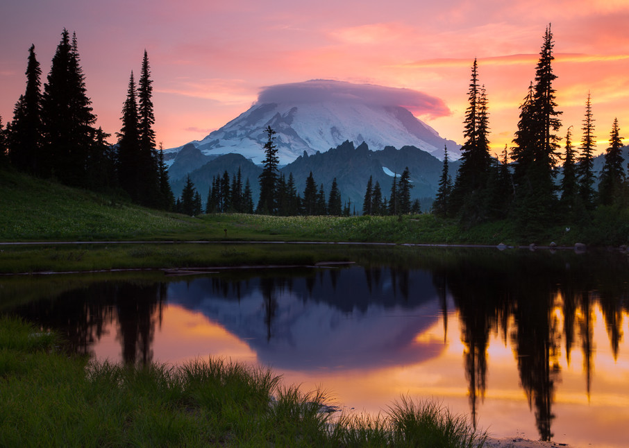 Upper Tipsoo Lake Sunset Photograph for Sale as Fine Art