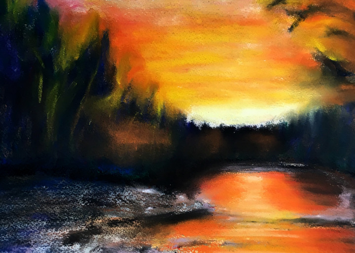 Sue's River, original pastel art by Holly Whiting