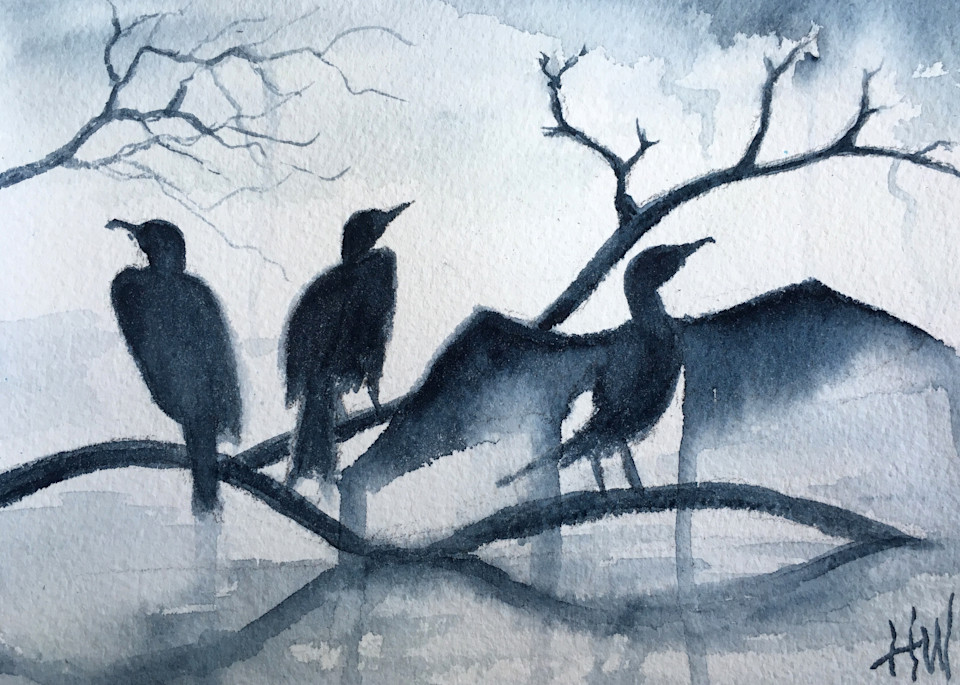 Cormorants painting