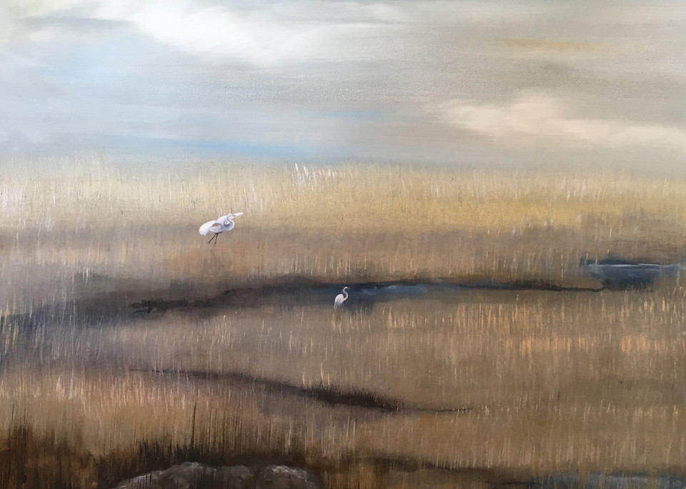 Marsh With Egrets Art | Holly Whiting Art