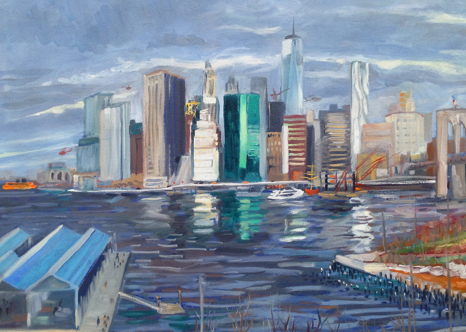 The FiDi from Brooklyn Painting by Wet Paint NYC Artist Michael Serafino